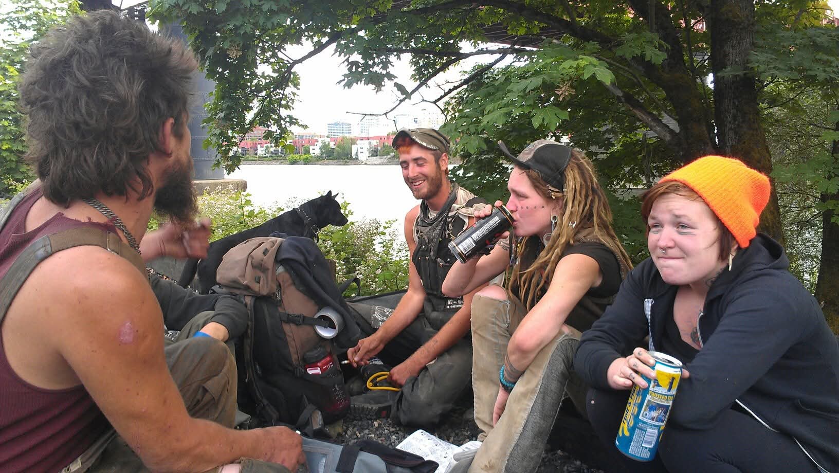 Simon and his fellow train hoppers.