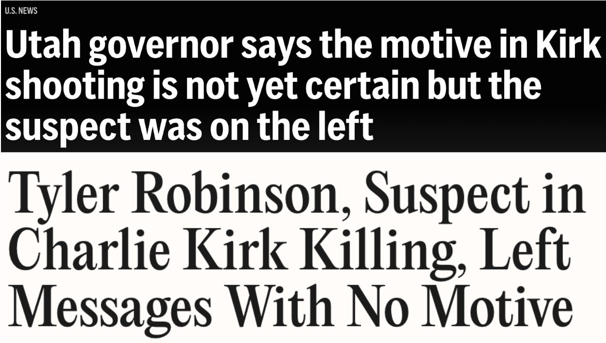 Headlines: Probably on the left? "Messages with no motive!"