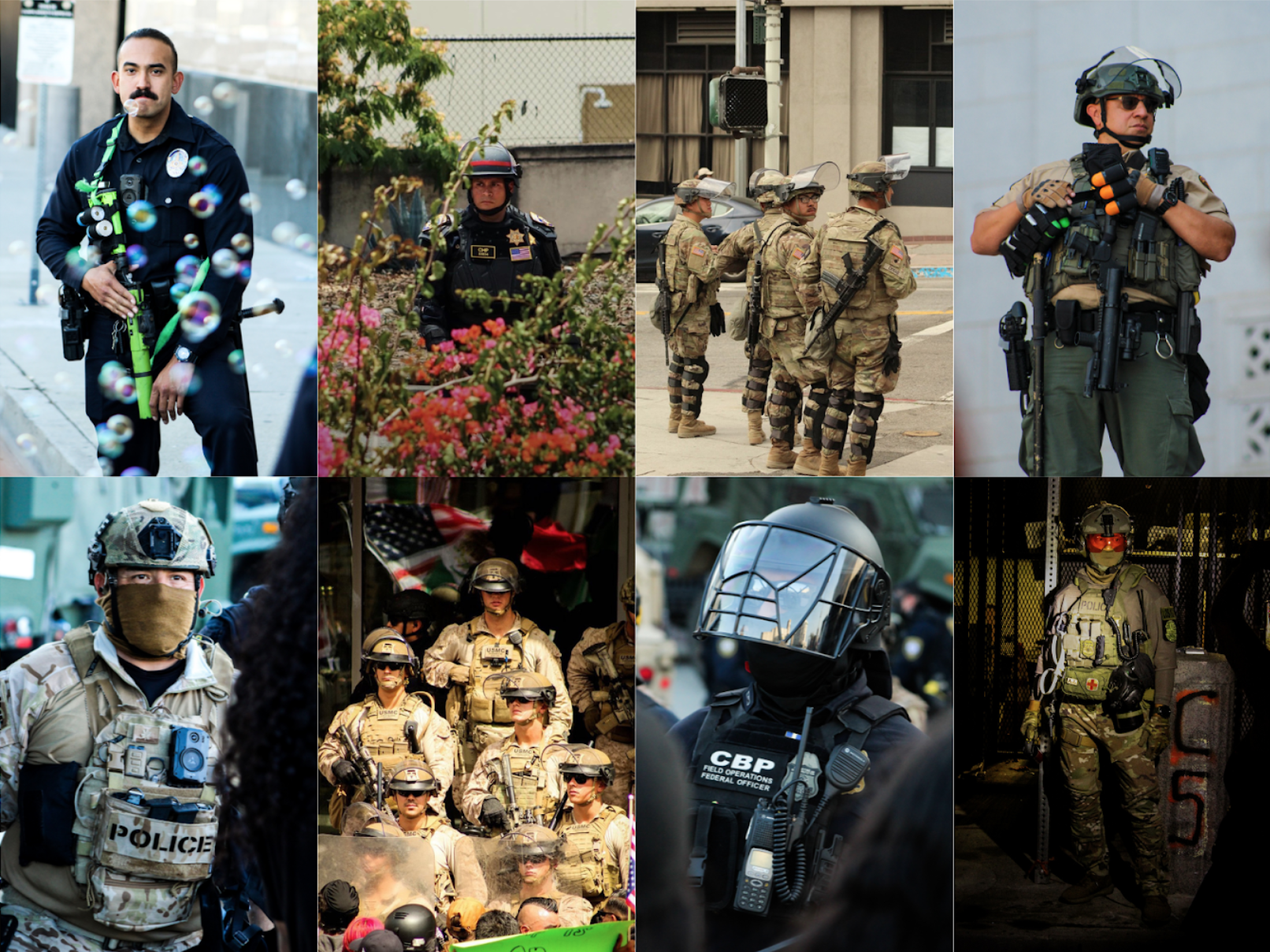 A selection of photos taken of ICE and police