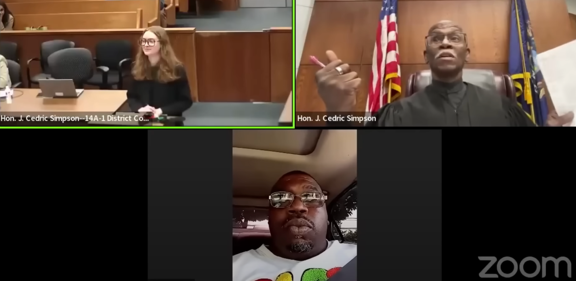Corey on his zoom call to a judge