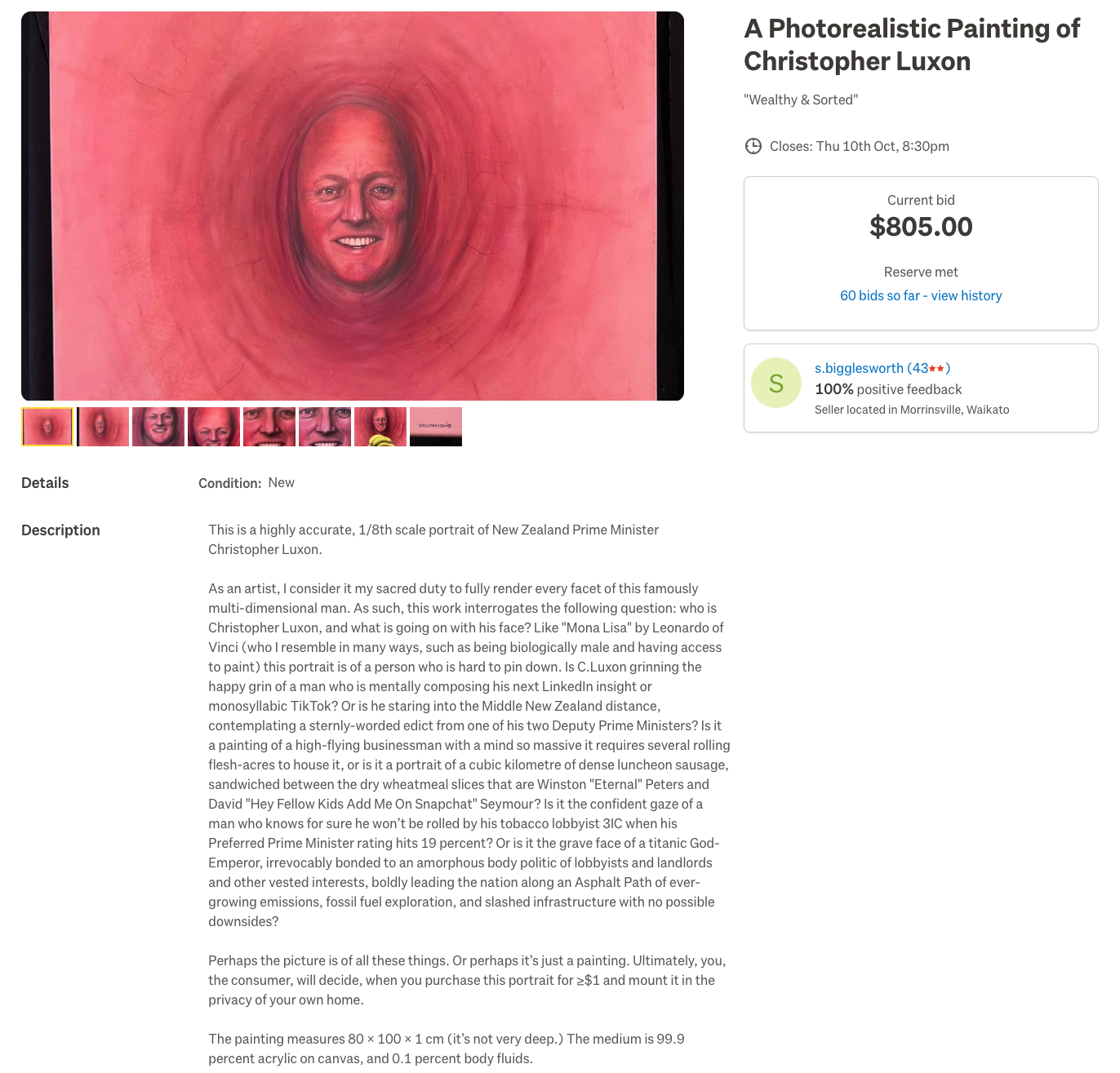 The auction reached over $800 