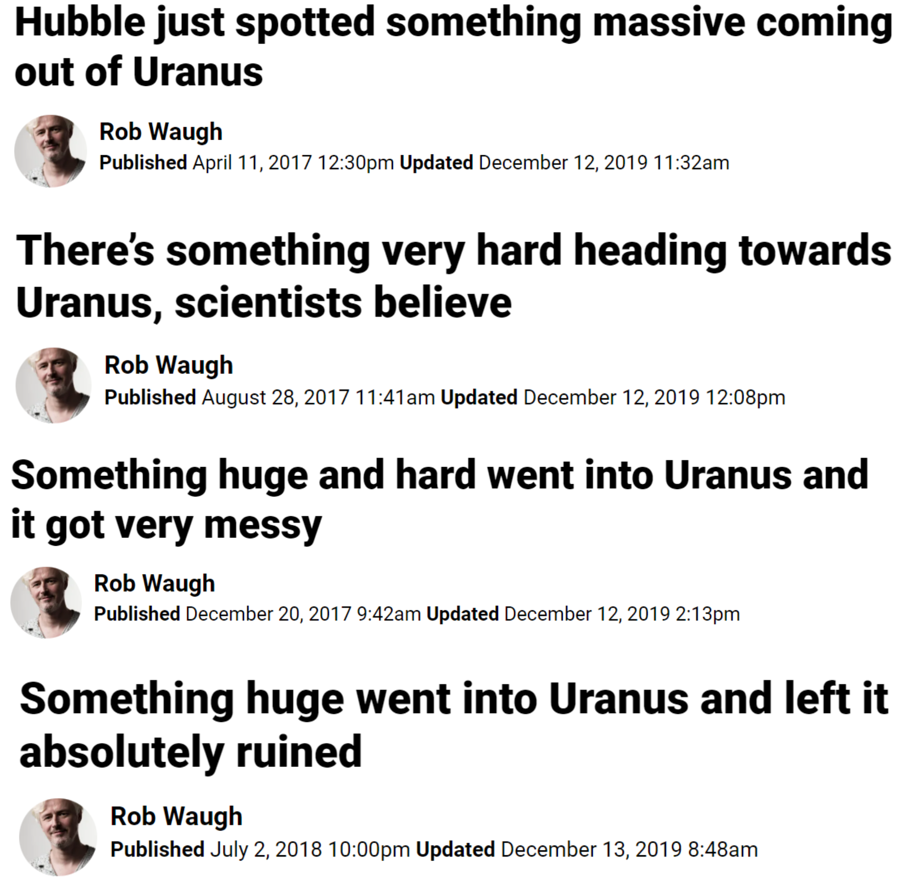 Something huge went into Uranus and left it absolutely ruined