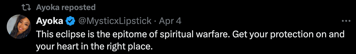 The eclipse is the epitomy of spiritual warfarse