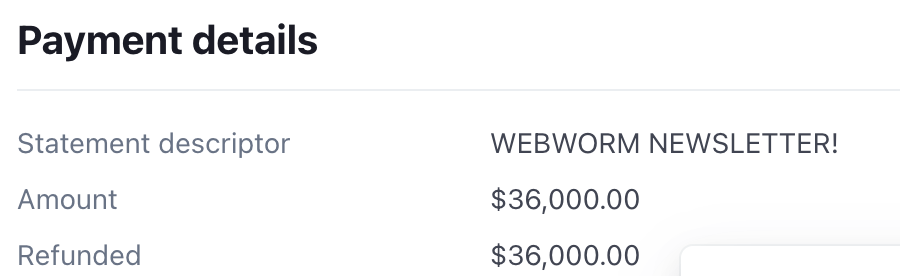 "Payment details: $36,000"