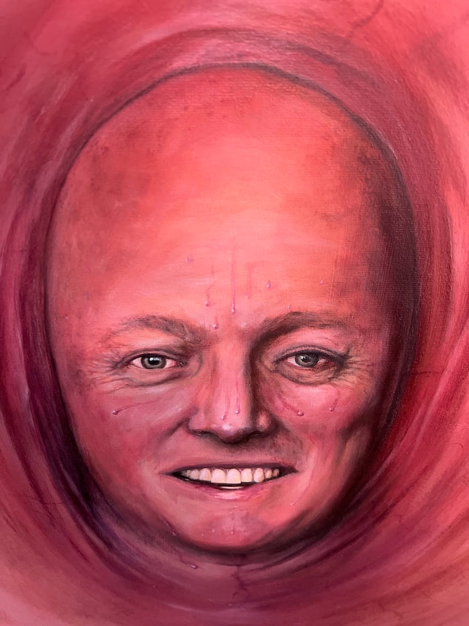 Close up of Chris Luxon painting