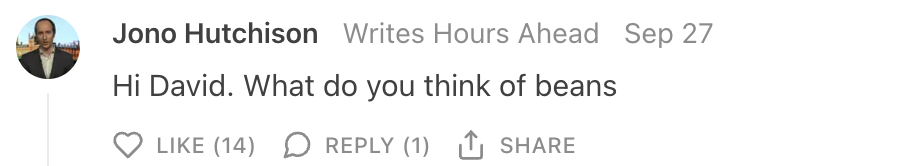 "What do you think of beans?"