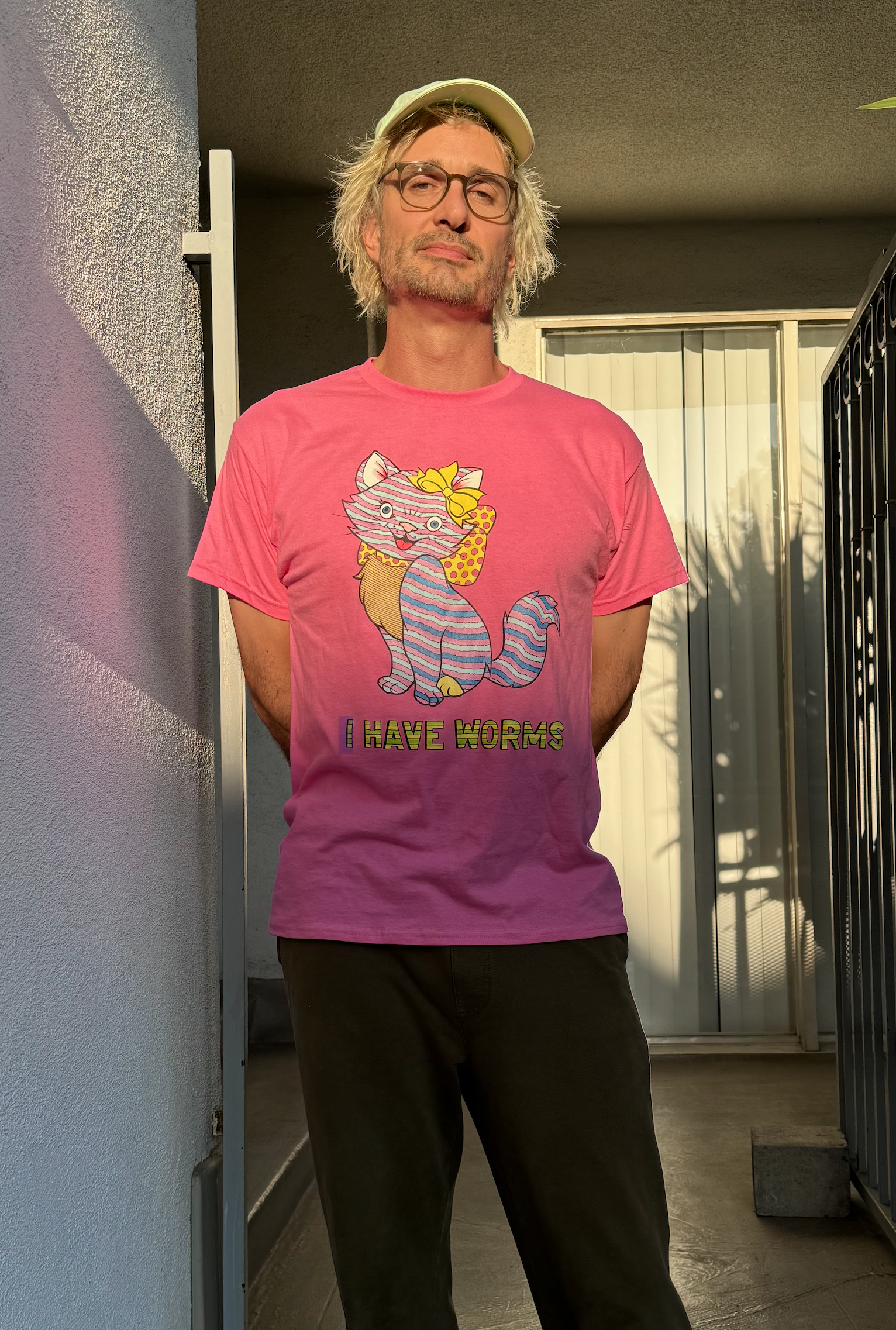 Me in a pink tee