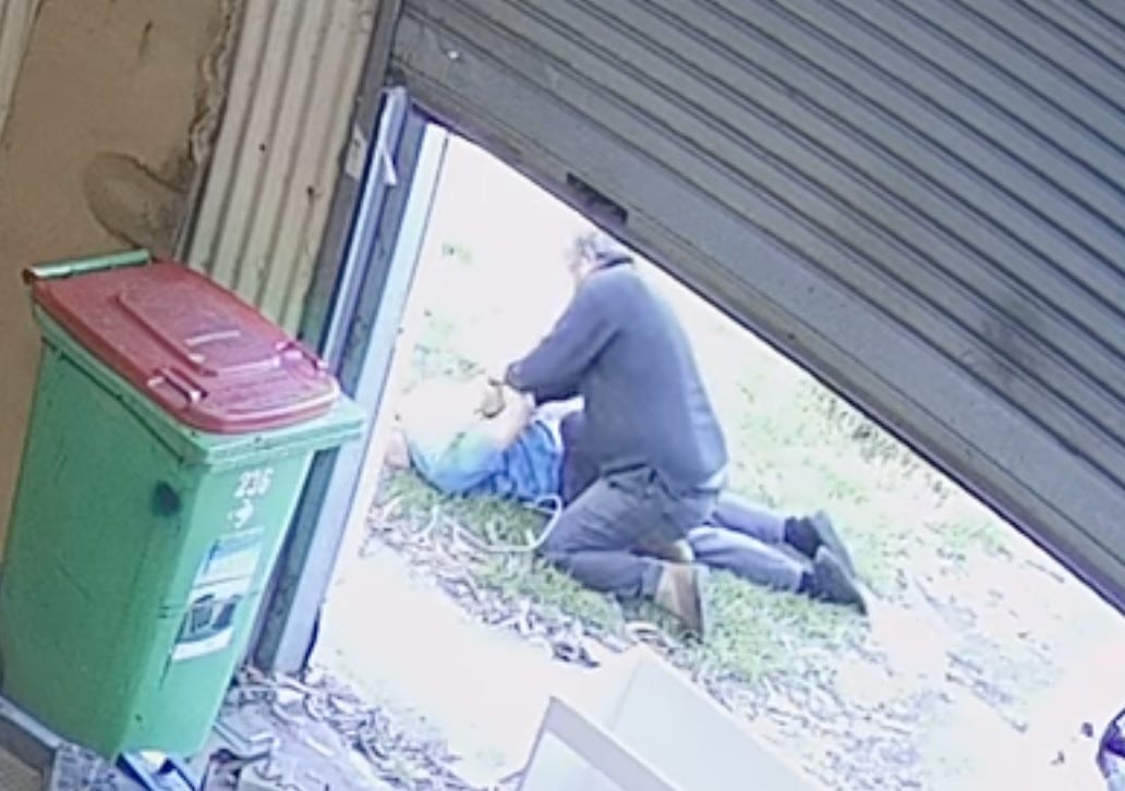 Man tying up fake seizure guy