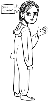 A cartoon of Doctor Lee Reid, neuroscientist and software engineer, wearing an animal suit.
