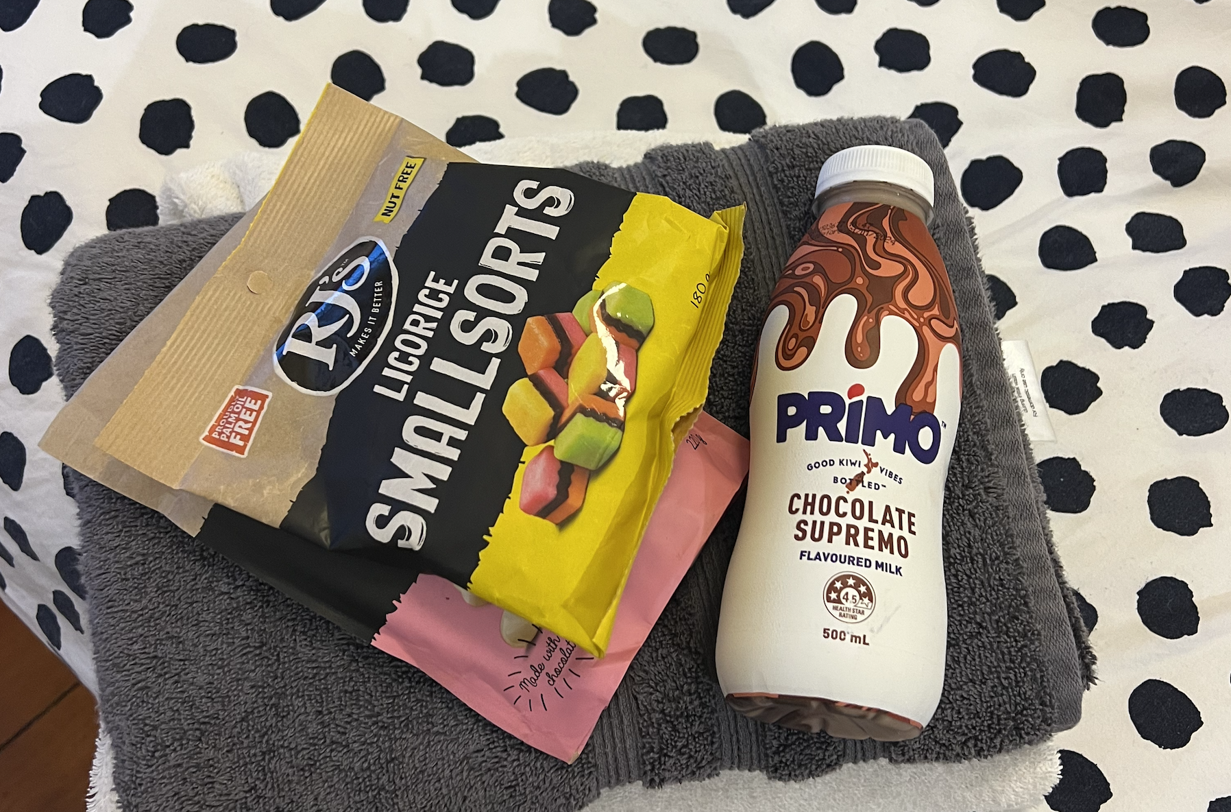 Some RJS LICORICE, and some Primo Choco milk.